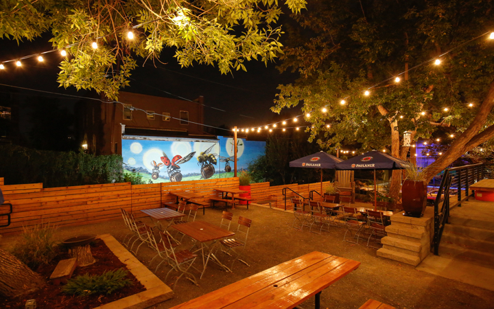 Recess beer garden outdoor patio for brew tasting in Denver, Colorado